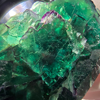 Cube de fluorite fantôme vert étagé, Okorusu, Namibie, 80 x 36 x 20 mm 