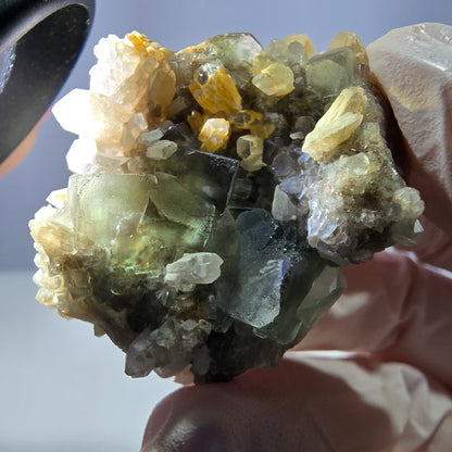 Rare cube de fluorite fantôme, spécimen de quartz vert Okorusu, Namibie, 43 x 34 x 29 mm 