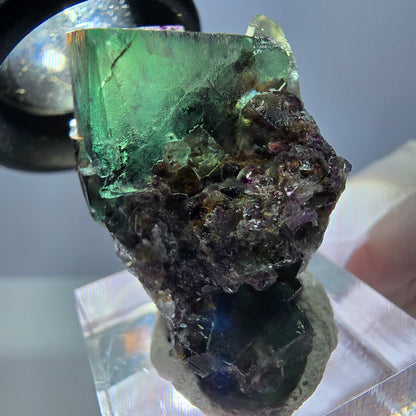 Phantom Fluorit Würfel Stufe, parkettiert grün lila Okorusu, Namibia 39*24*20mm