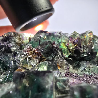 Grand spécimen de cube de fluorite fantôme, vert violet, Okorusu, Namibie, 83 x 55 x 29 mm 