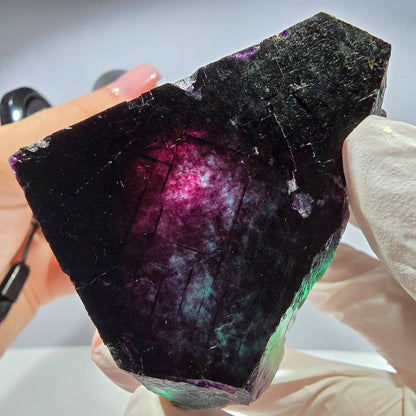 Cube de fluorite fantôme XL parqueté vert violet Okorusu, Namibie 54*54*47mm 