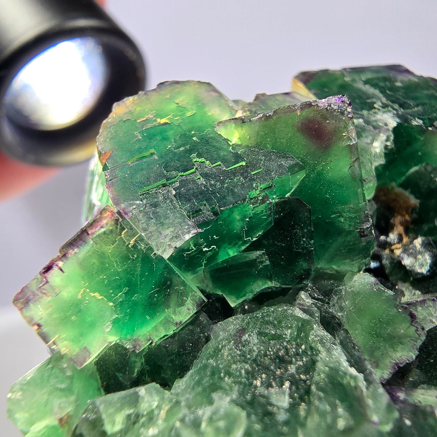 Spécimen de cube de fluorite fantôme, parqueté, zonal Okorusu, Namibie 70*45*26mm 