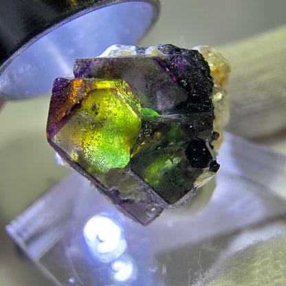 Fluorite fantôme colorée, Spécimen de tourmaline scholle muscovite, Erongo, Namibie, 19 x 17 x 14 mm 