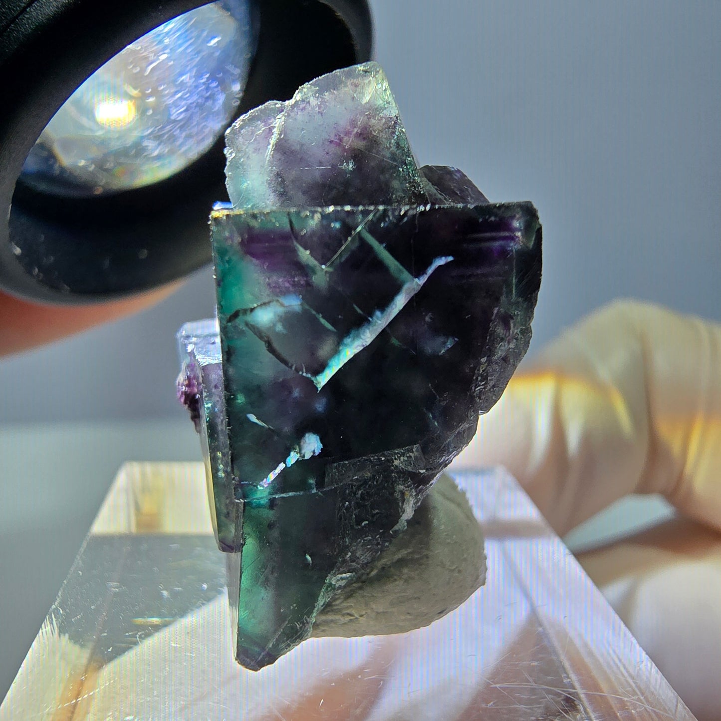 Phantom Fluorit Würfel Stufe, parkettiert grün lila Okorusu, Namibia 27*19*16mm
