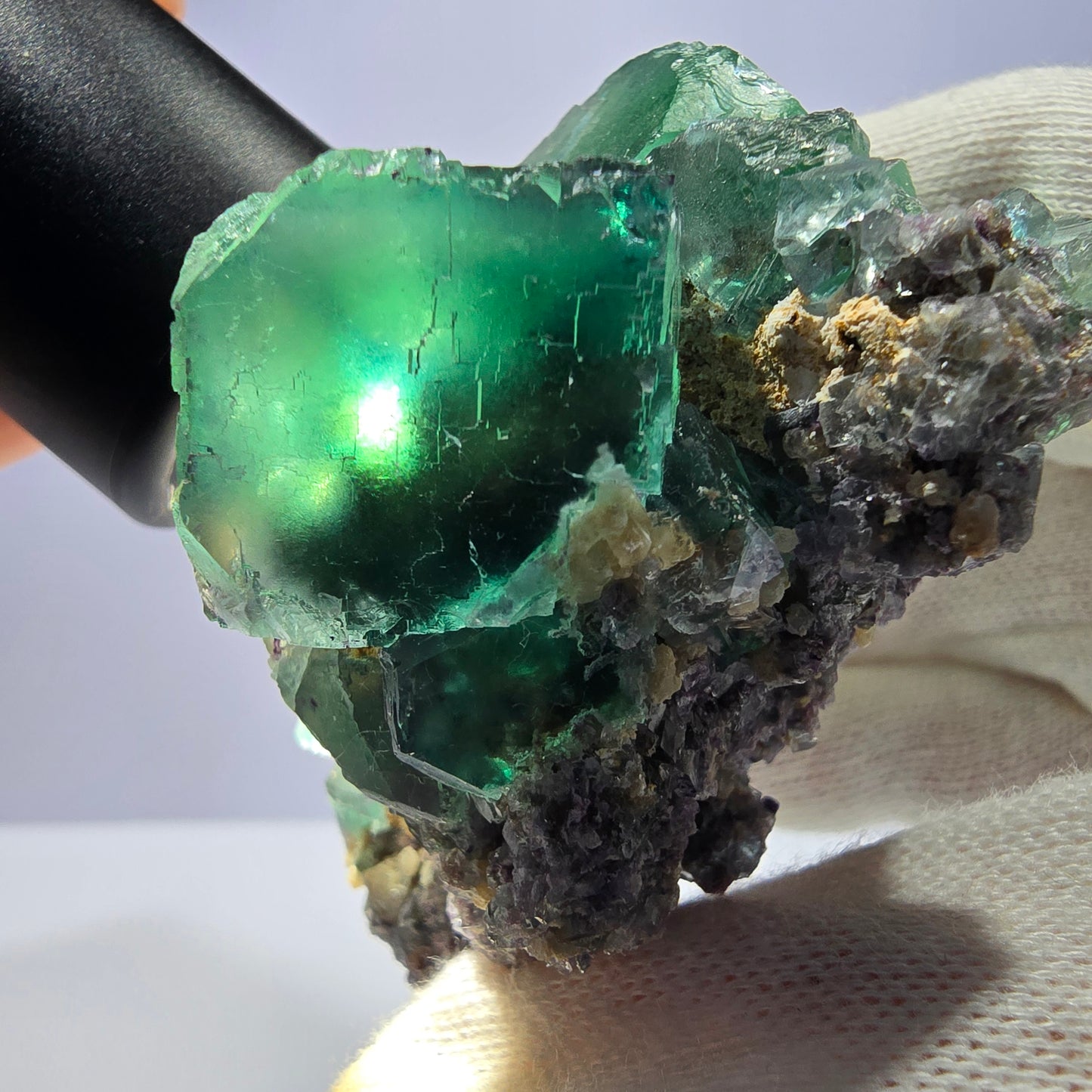 Rare spécimen de cube de fluorite fantôme, parqueté vert Okorusu, Namibie, 72 x 60 x 45 mm 