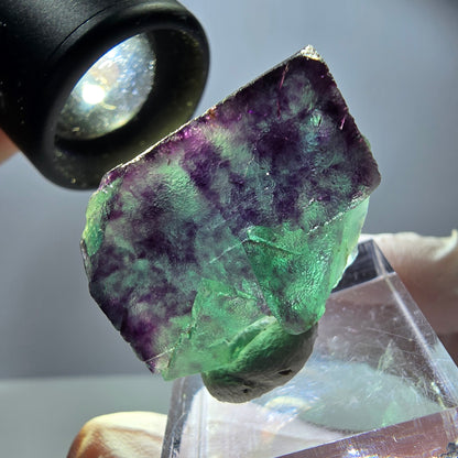 Spécimen rare de cube de fluorite, vert violet, Okorusu, Namibie, 29 x 26 x 15 mm 