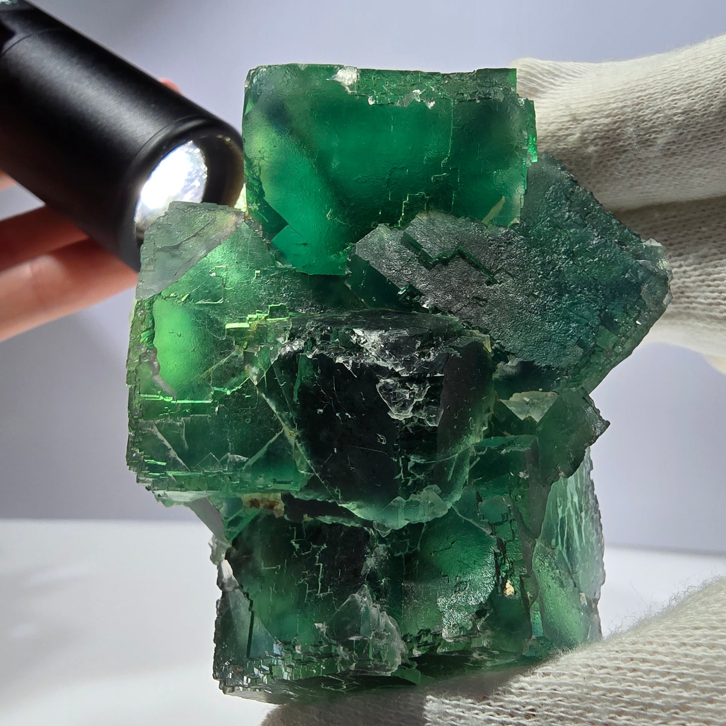 Große Phantom Fluorit Würfel Stufe parkettiert grün Okorusu Namibia 89*67*47mm