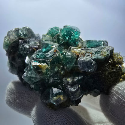 Cube de fluorite fantôme zonal, spécimen de tourmaline Schorl, Erongo, Namibie, 66 x 49 x 33 mm 