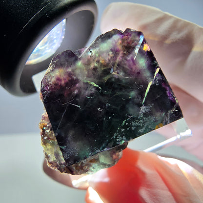 Rare cube de fluorite fantôme parqueté vert violet Okorusu Namibie 25*19*16mm 