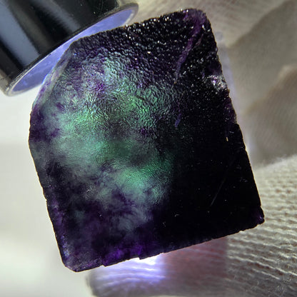 Rare cube de fluorite fantôme, vert violet zonal Okorusu, Namibie 28*21*20 mm 