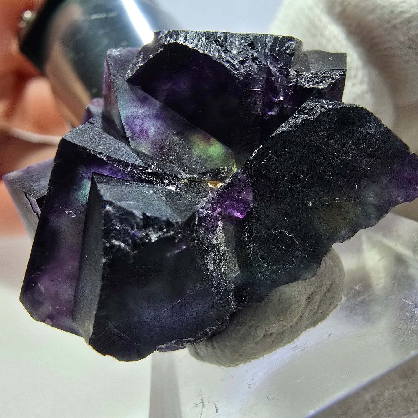 Klare Phantom Fluorit Würfel Stufe zonal grün lila Okorusu, Namibia 37*31*24mm