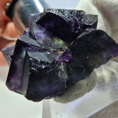 Klare Phantom Fluorit Würfel Stufe zonal grün lila Okorusu, Namibia 37*31*24mm