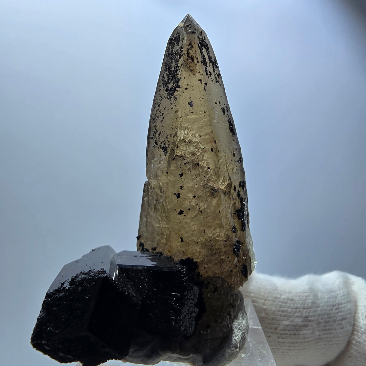 Lemurain Skelett Rauchquarz, Schörl Turmalin, Hyalit Erongo, Namibia 51*38*24mm