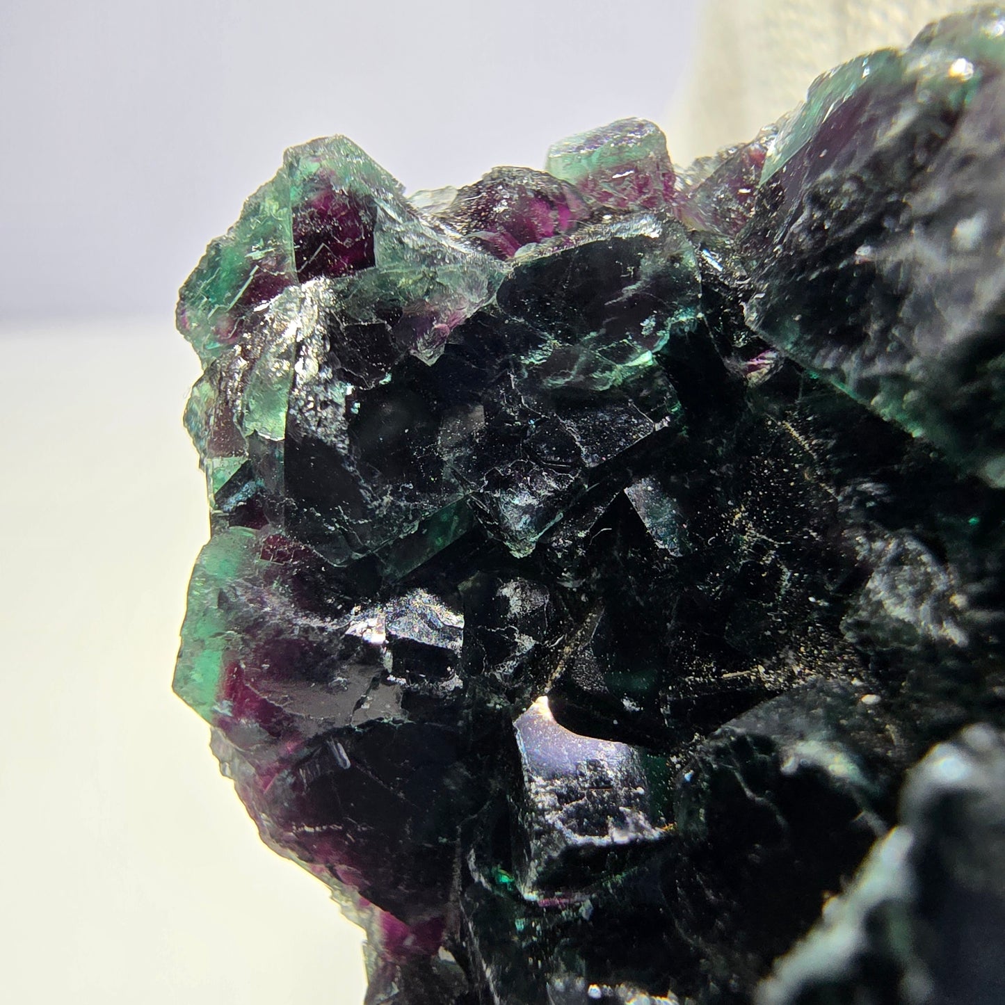 Klare Phantom Fluorit Würfel Stufe, grün lila Okorusu, Namibia 36*33*14mm