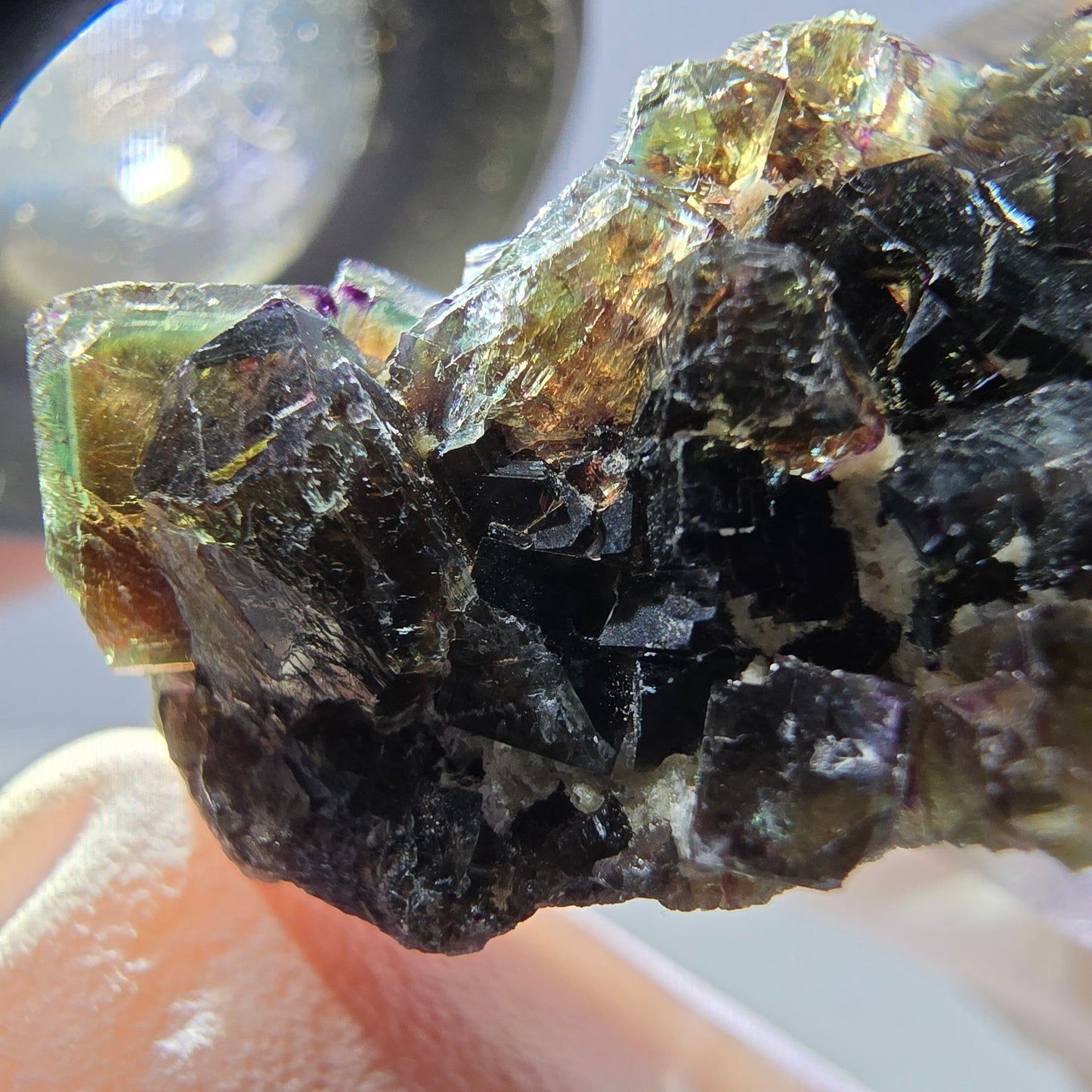 Phantom Fluorit Würfel Stufe, grün lila Okorusu, Namibia 28*24*13mm