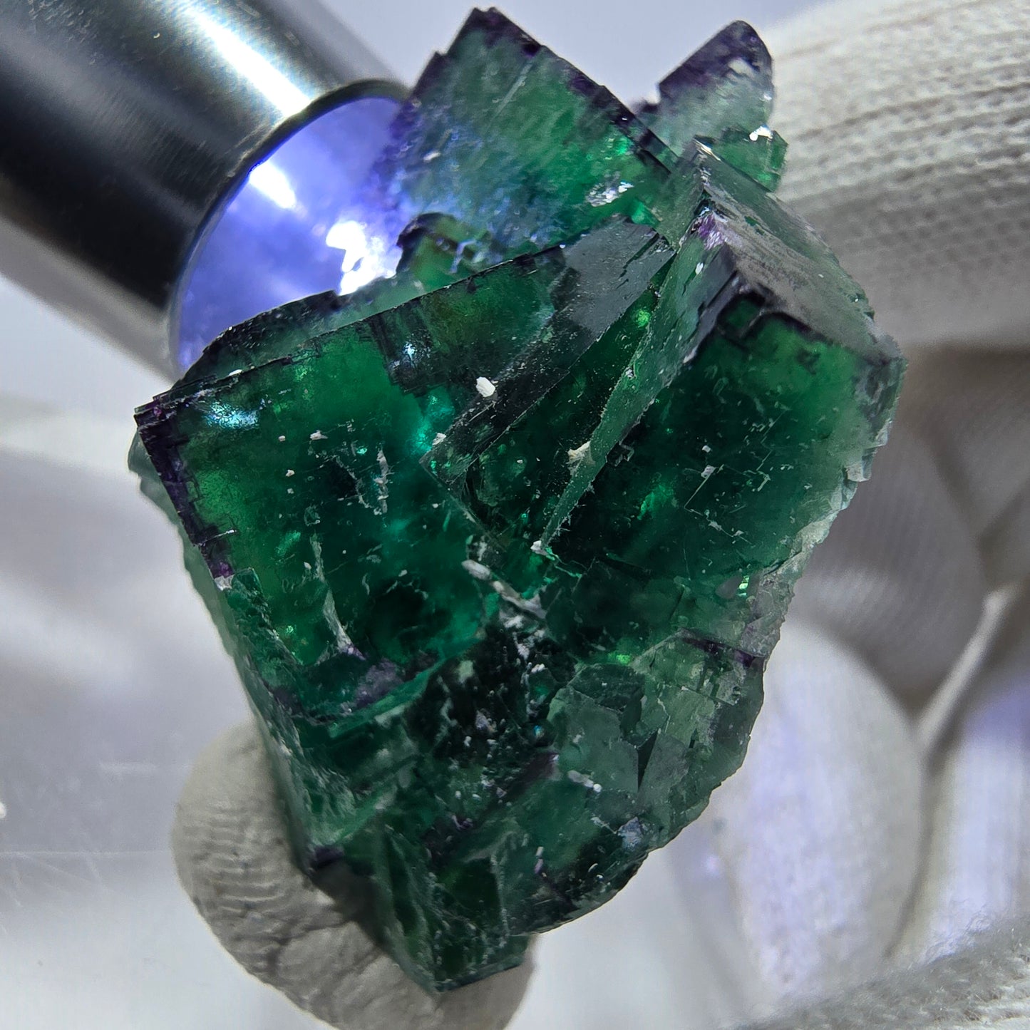 Rare Phantom Fluorite Cube Specimen zonal green purple Okorusu, Namibia 47*33*21mm 