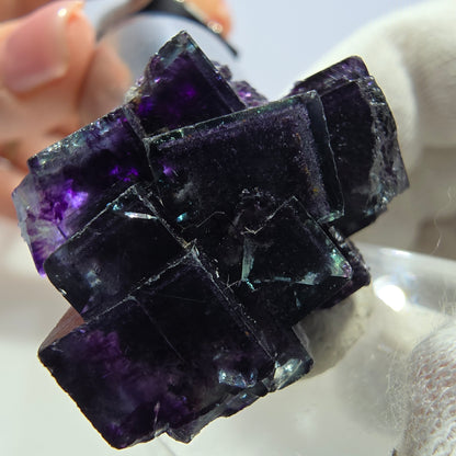 Klare Phantom Fluorit Würfel Stufe zonal grün lila Okorusu, Namibia 33*26*17mm
