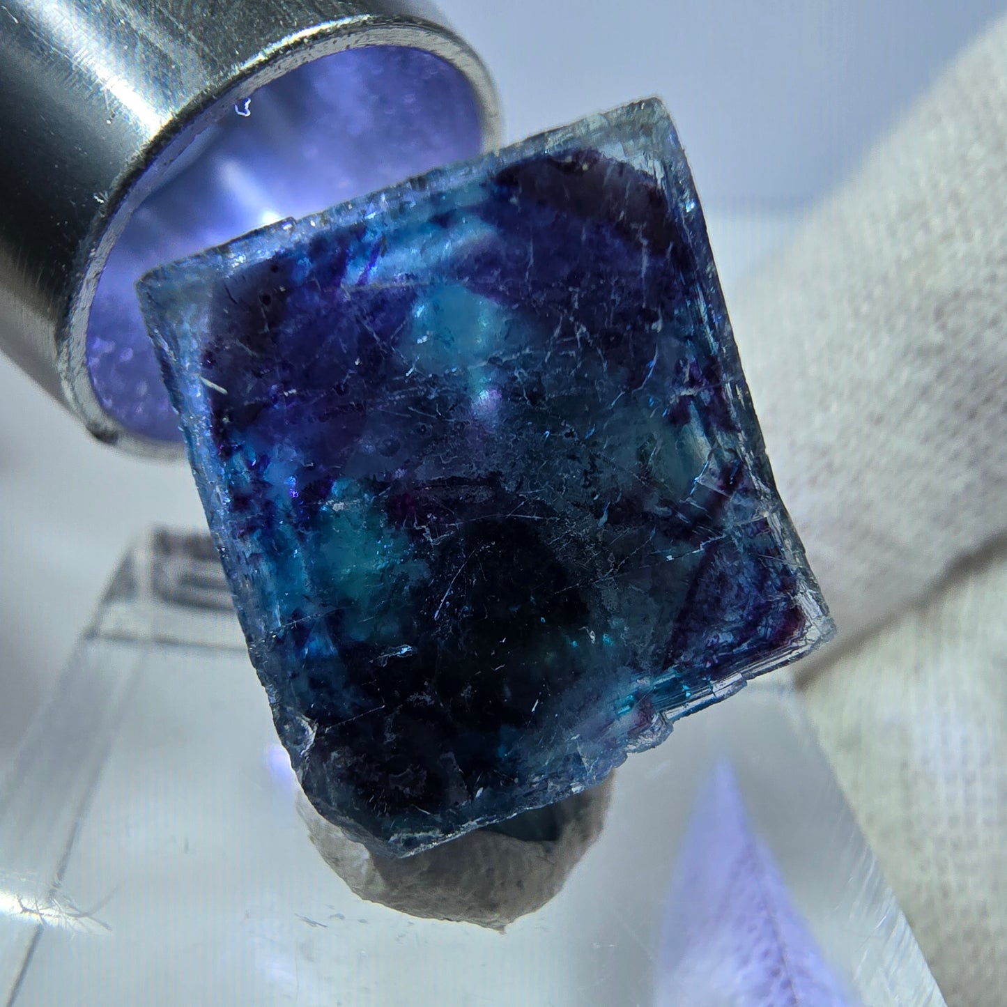 Phantom Fluorit Würfel Stufe, zonal - Neuer Fund! Okorusu, Namibia 21*19*15mm