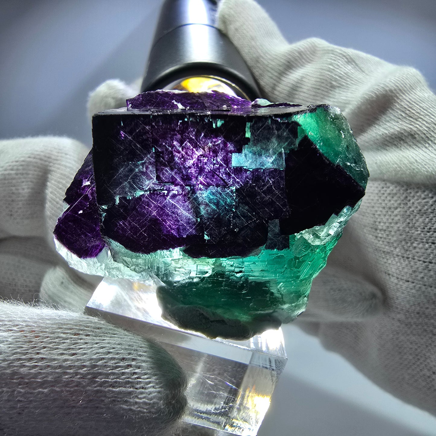 Fluorit Würfel Stufe, parkettiert grün lila 11:11 Angel Pocket Okorusu, Namibia 43*40*26mm