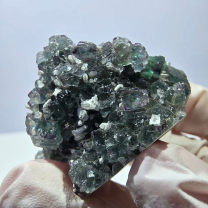 Spécimen de cube de fluorite fantôme, vert-violet zonal, Okorusu, Namibie, 35 x 35 x 28 mm 