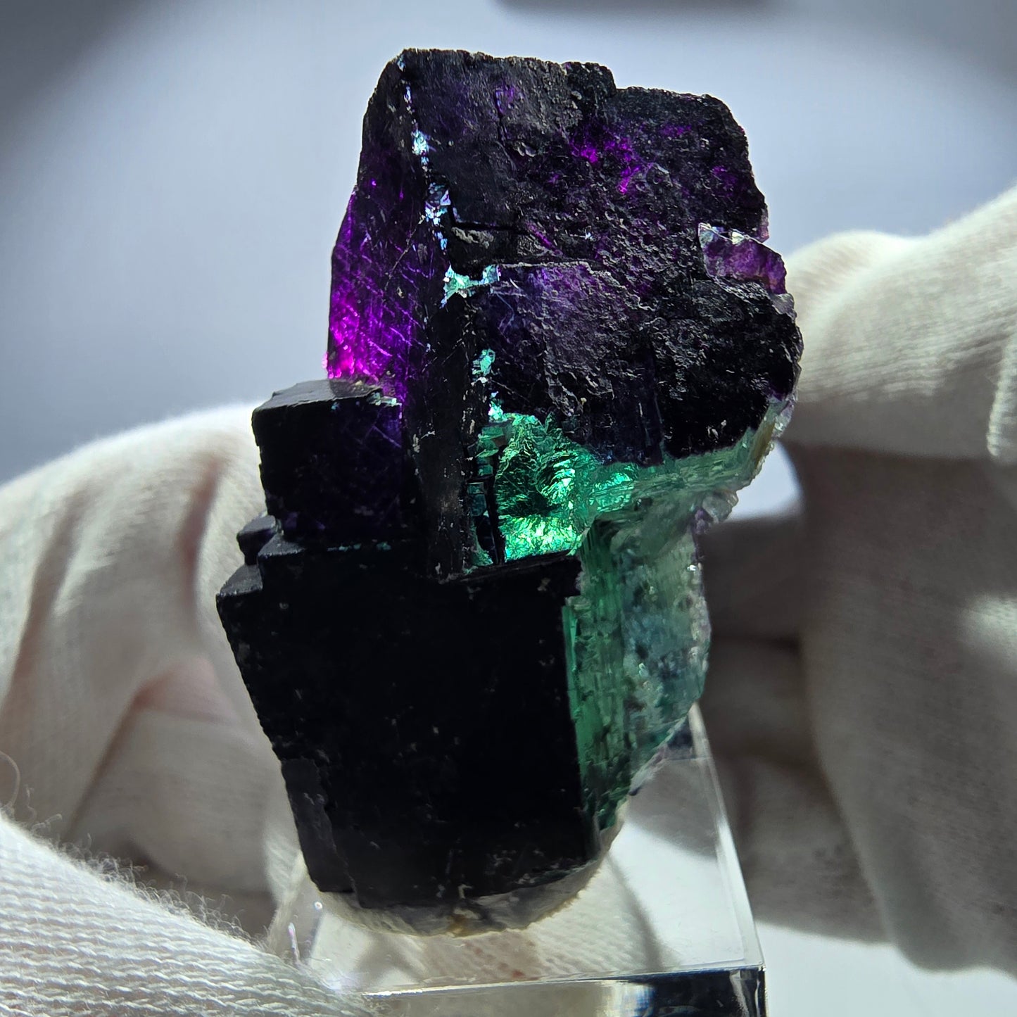 Fluorit Würfel Stufe, parkettiert grün lila 11:11 Angel Pocket Okorusu, Namibia 53*28*29mm