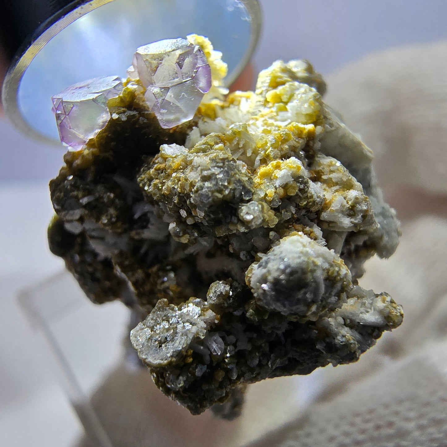 Cube de fluorite fantôme zonal, spécimen de muscovite, Erongo, Namibie, 27 x 25 x 23 mm 
