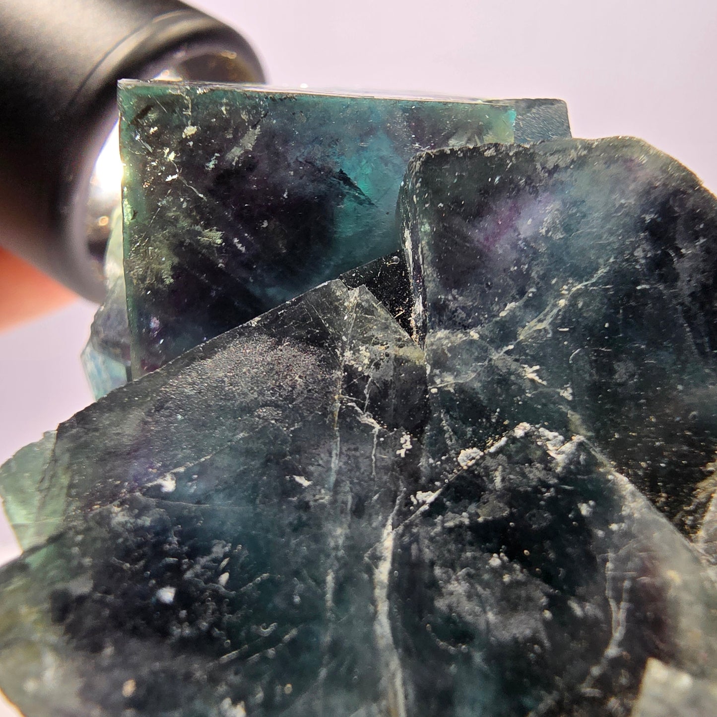 Seltene Phantom Fluorit Würfel Stufe, zonal - Neuer Fund! Okorusu Namibia 67*48*28mm