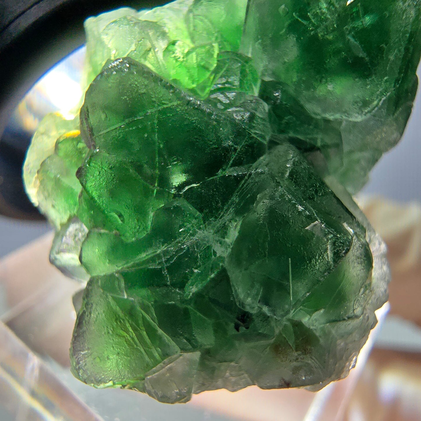 Cube de fluorite fantôme, tourmaline Schorl, Erongo, Namibie, 35 x 23 x 23 mm 