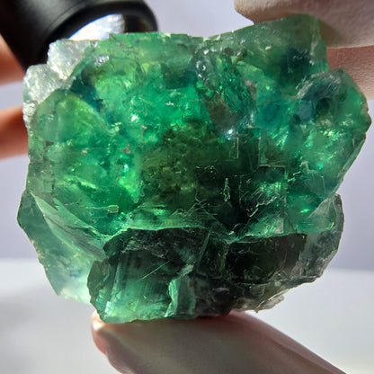Spécimen de cube de fluorite fantôme transparente, vert parqueté, Okorusu, Namibie, 42 x 38 x 38 mm 