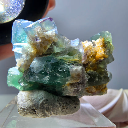 Phantom Fluorit Würfel, Quarz Stufe, grün Okorusu, Namibia 37*30*27mm