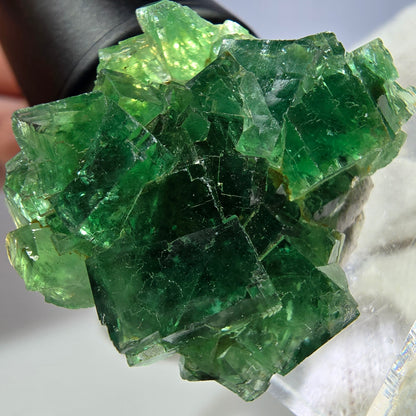 Rare spécimen de cube de fluorite fantôme, parqueté, vert Okorusu, Namibie 36*32*16 mm 