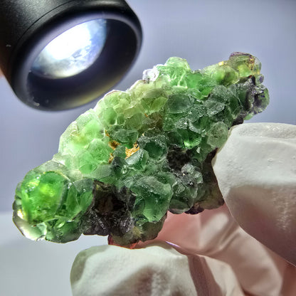 Cube de fluorite fantôme, zonal, spécimen de muscovite, Erongo, Namibie, 40 x 23 x 17 mm 