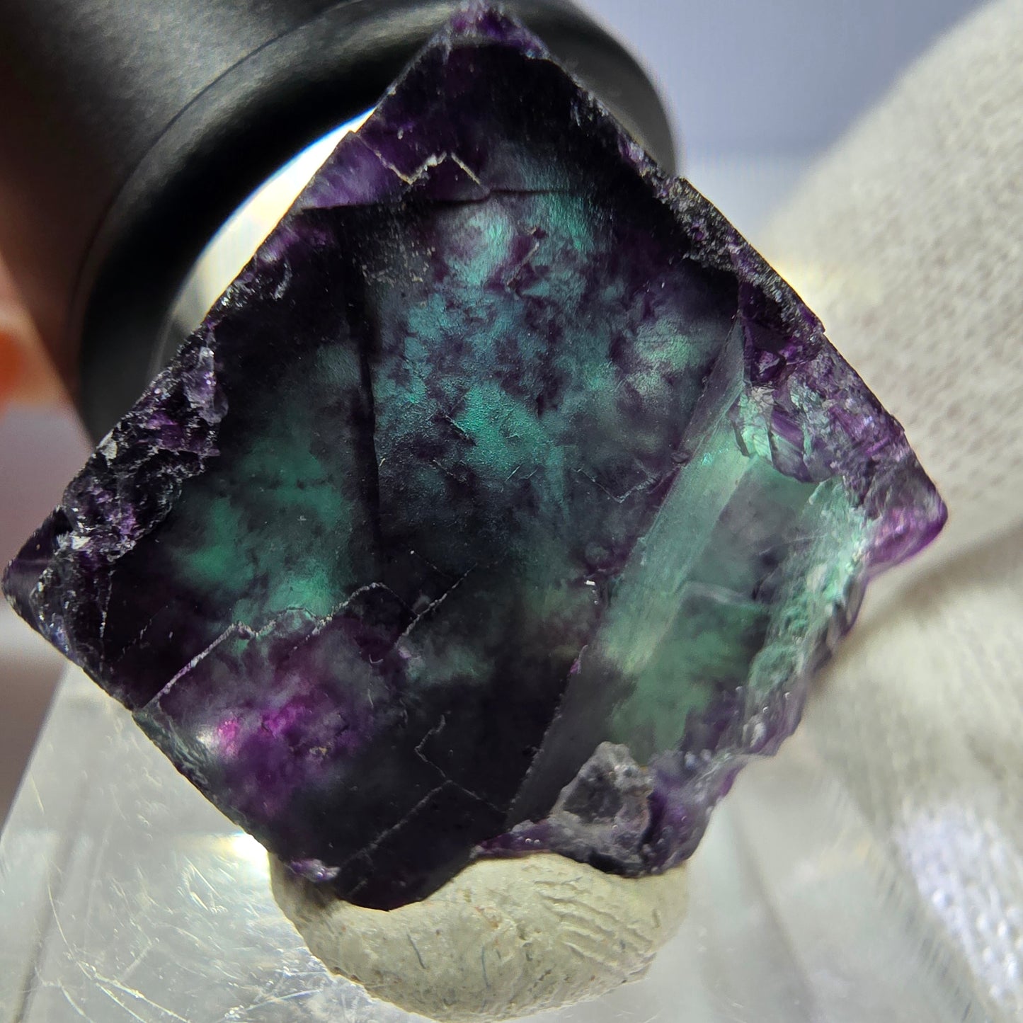 Seltener Phantom Fluorit Würfel, zonal grün lila Okorusu, Namibia 29*24*20mm