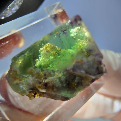 Cube de fluorite fantôme transparente parquetée, vert Okorusu, Namibie 15 x 14 x 12 mm 