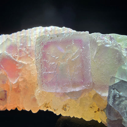 Phantom Fluorite Cube on Quartz Cluster purple green Omehane, Namibia 77*31*31mm