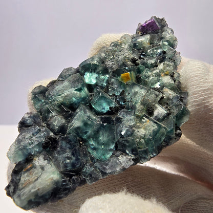 Cubes rares de fluorite fantôme zonale, vert violet, Erongo, Namibie 74 x 41 x 9 mm 