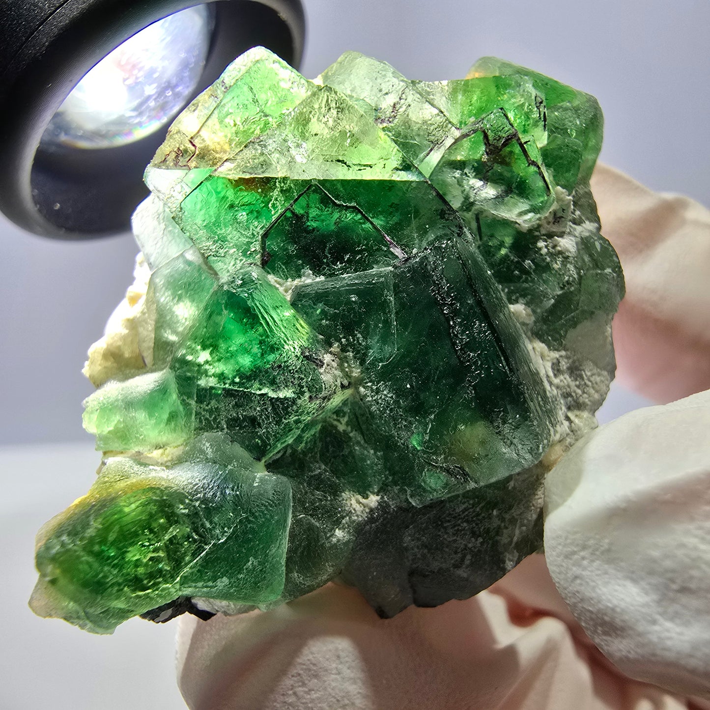 Cube de fluorite fantôme, spécimen de tourmaline scholle muscovite hyalite, Erongo, Namibie, 42 x 36 x 28 mm 