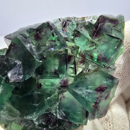 Clear Phantom Fluorite Cube Specimen zonal green purple Okorusu, Namibia 45*31*13mm 