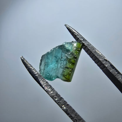 Cristal rare de tourmaline elbaïte, vert bleu Minas Gerais, Brésil #7986