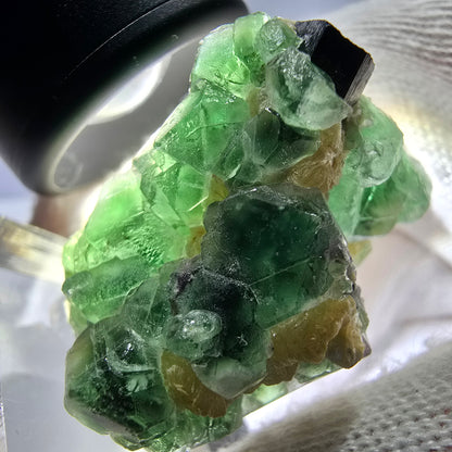 Cube de fluorite fantôme, tourmaline muscovite hexagonale Schörl Erongo Namibie 33*30*25mm 