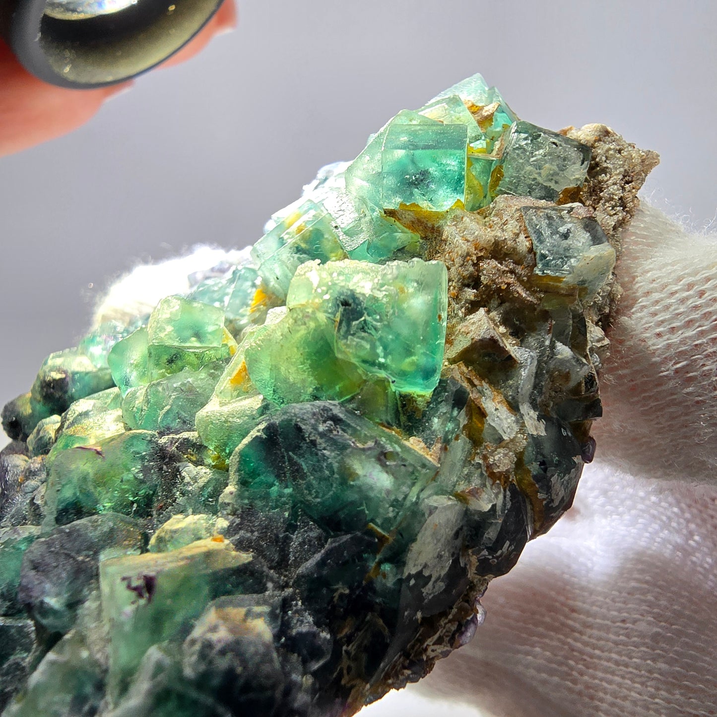 Rares cubes de fluorite fantôme zonaux, spécimen de hyalite Erongo, Namibie 82 x 49 x 26 mm 