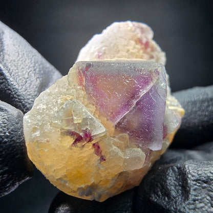 Cube de fluorite fantôme vert violet, spécimen de quartz Omehane, Namibie 49*29*17mm