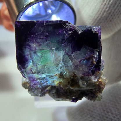 Seltene Phantom Fluorit Würfel Stufe zonal grün lila Okorusu, Namibia 29*23*20mm
