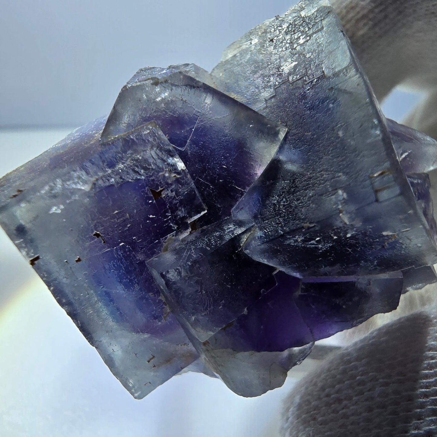 Seltene Phantom Fluorit Würfel Stufe blau lila Okorusu, Namibia 43*33*23mm
