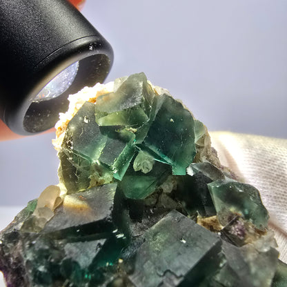 Cube de fluorite fantôme, quartz gradiné, Okorusu, Namibie, 77 x 45 x 22 mm 