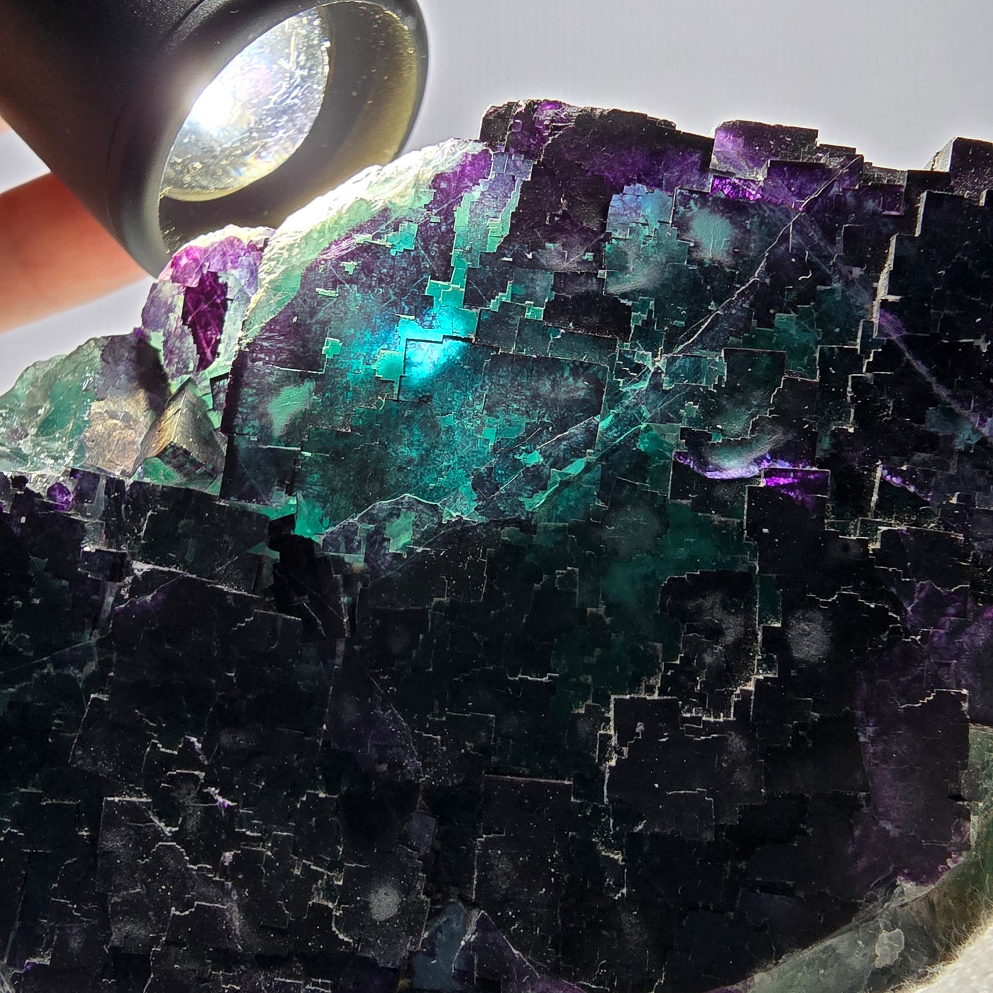 Große Phantom Fluorit Würfel Stufe grün lila zonal 11:11 Angel Pocket, Namibia 98*78*51mm