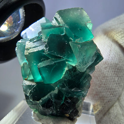 Seltene Phantom Fluorit Würfel Stufe zonal grün lila Okorusu, Namibia 36*29*21mm