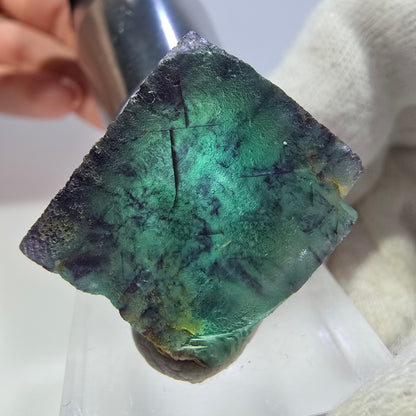 Rare cube de fluorite fantôme, vert violet zonal Okorusu, Namibie 29*28*15 mm 