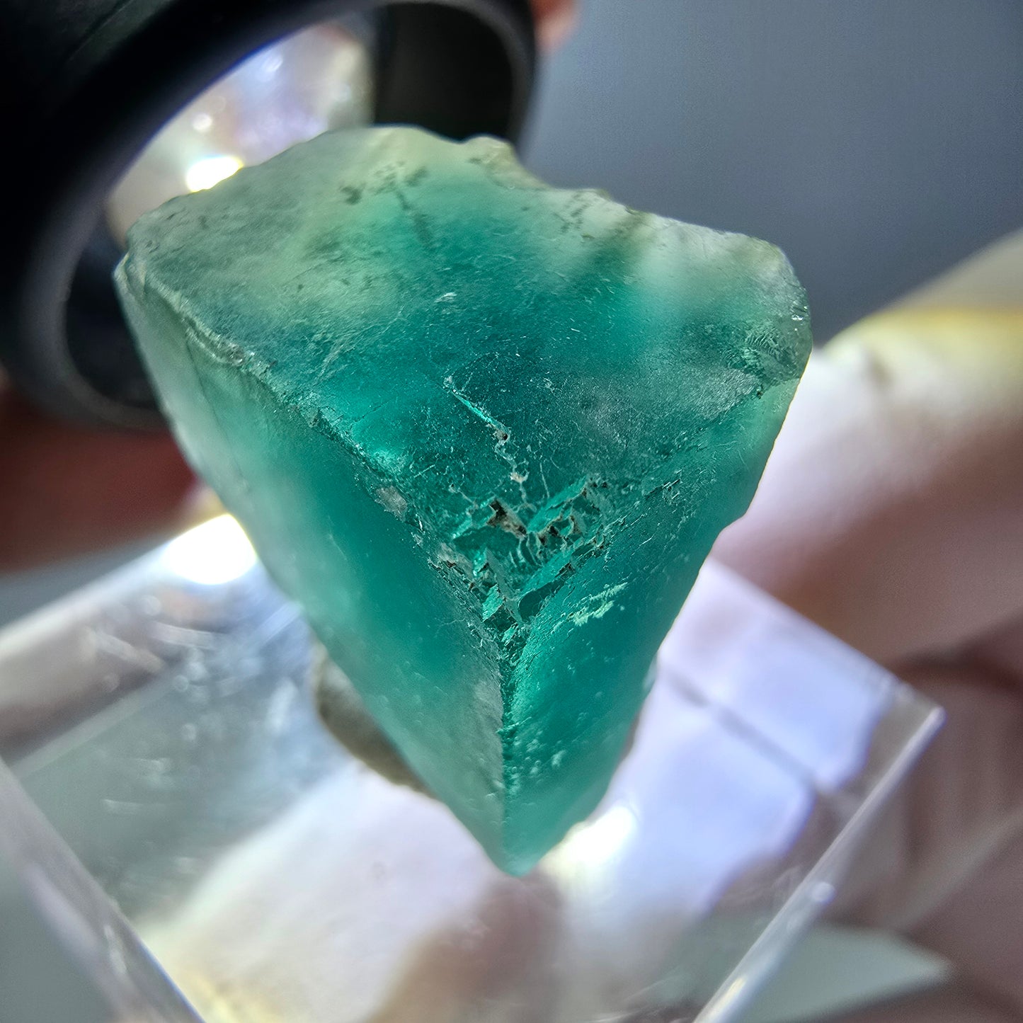 Klarer Phantom Fluorit Würfel parkettiert, grün Okorusu, Namibia 20*17*13mm