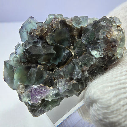 Seltene Phantom Fluorit Würfel Stufe zonal grün lila Okorusu, Namibia 35*35*23mm